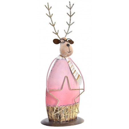 FIGURA NAVIDEÑA DECORATIVA RENO METÁLICO 8X6X22,5CM