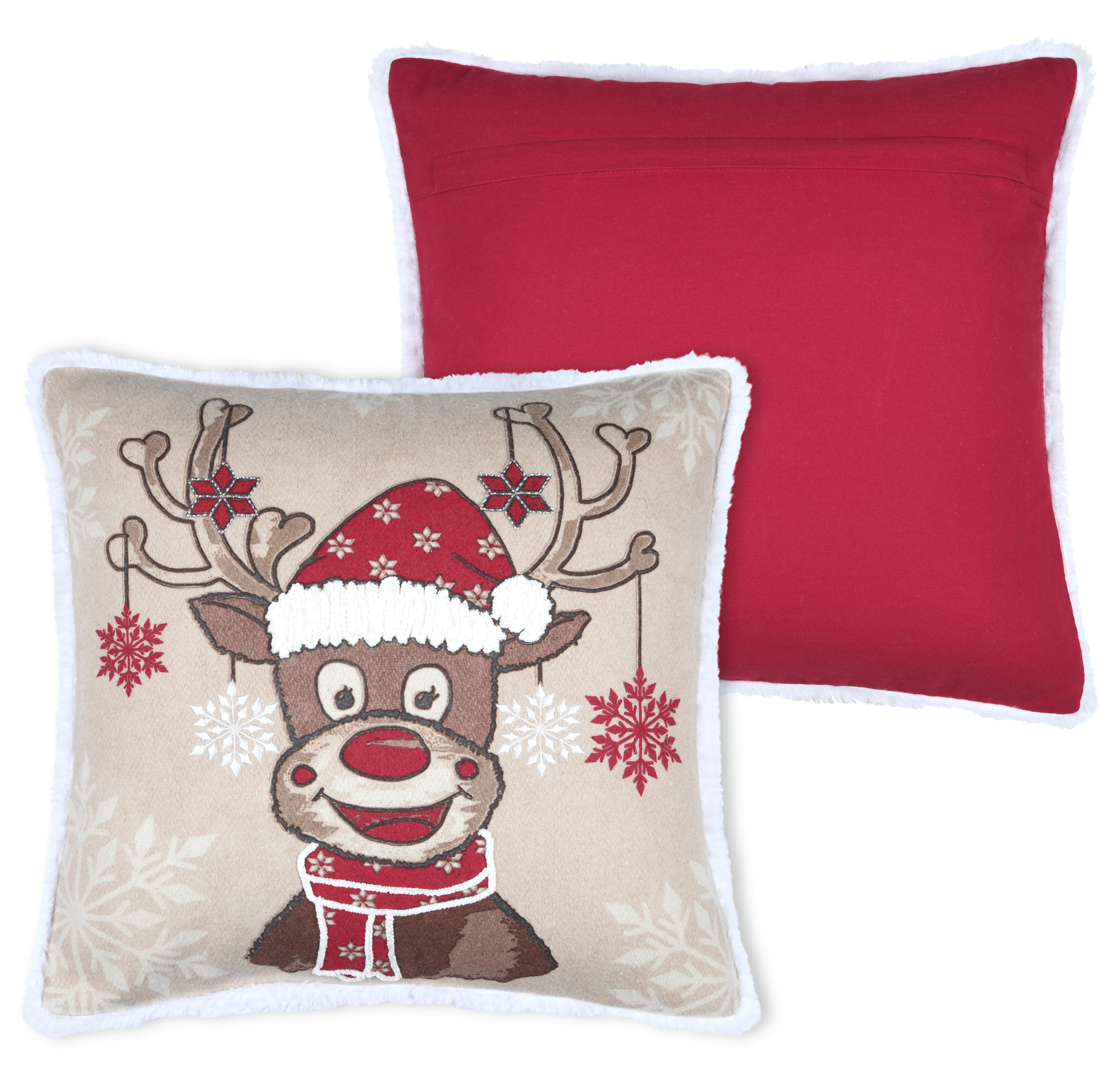 COJÍN DECORATIVO CUADRADO NAVIDEÑO RENO ALGODÓN 45X45CM