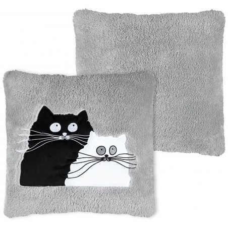 COJÍN DECORATIVO CUADRADO GATOS GRIS 45X45CM