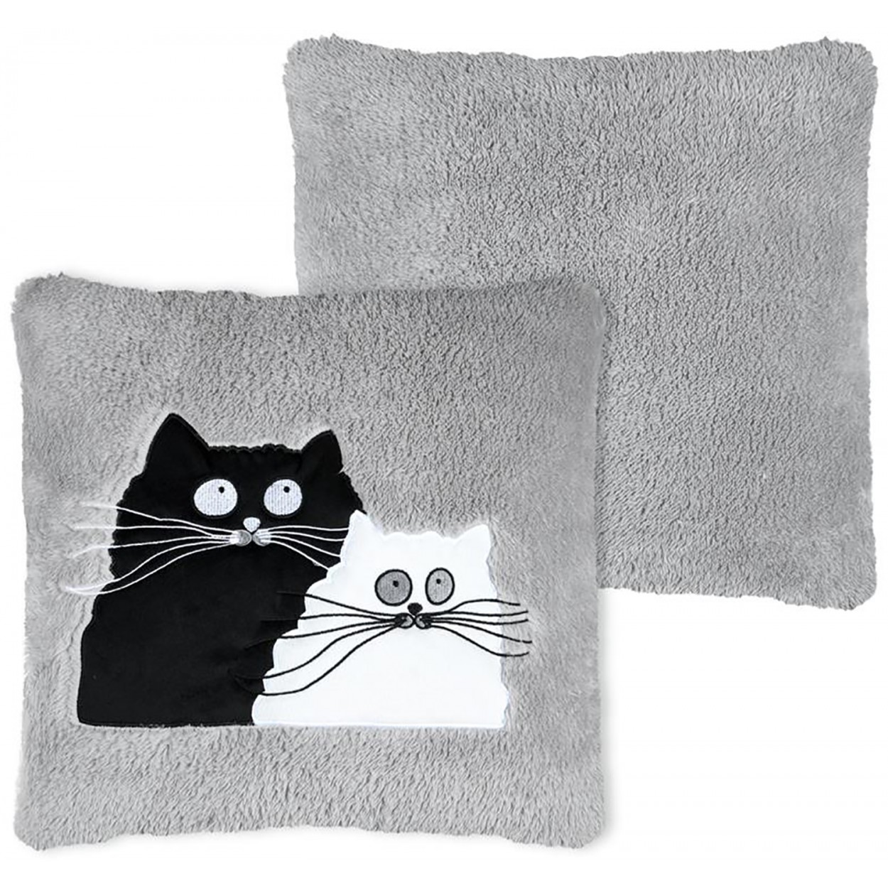 COJÍN DECORATIVO CUADRADO GATOS GRIS 45X45CM