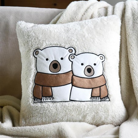COJÍN DECORATIVO CUADRADO OSOS BLANCOS 45X45CM