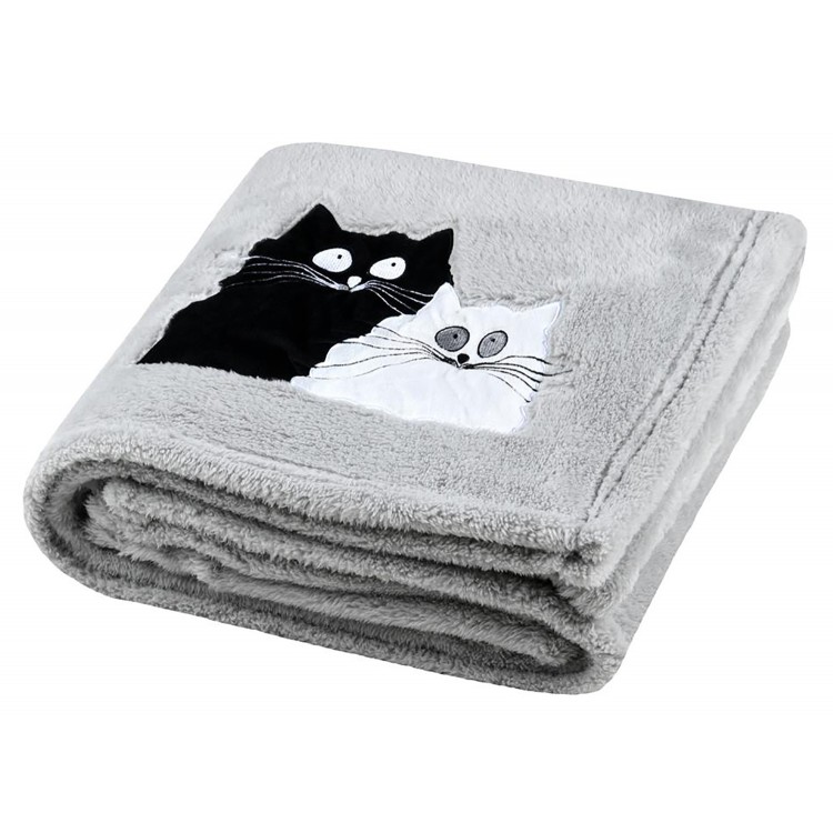 MANTA INVIERNO GRIS GATOS 130X150CM