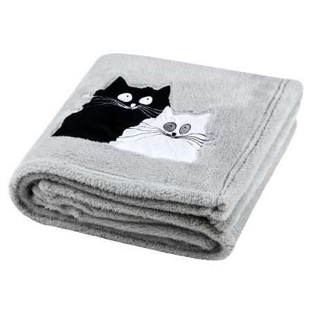 MANTA INVIERNO GRIS GATOS 130X150CM