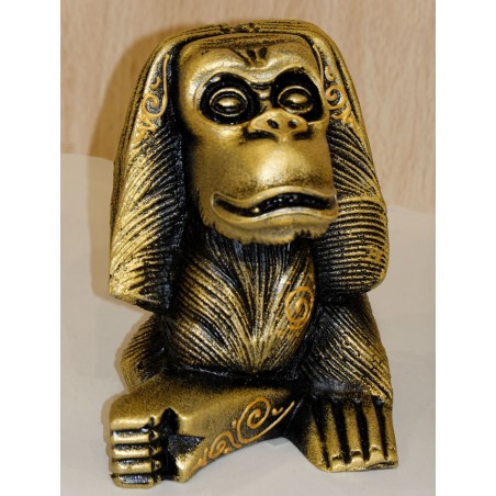 FIGURA MONO VER OIR Y CALLAR DORADO 15CM