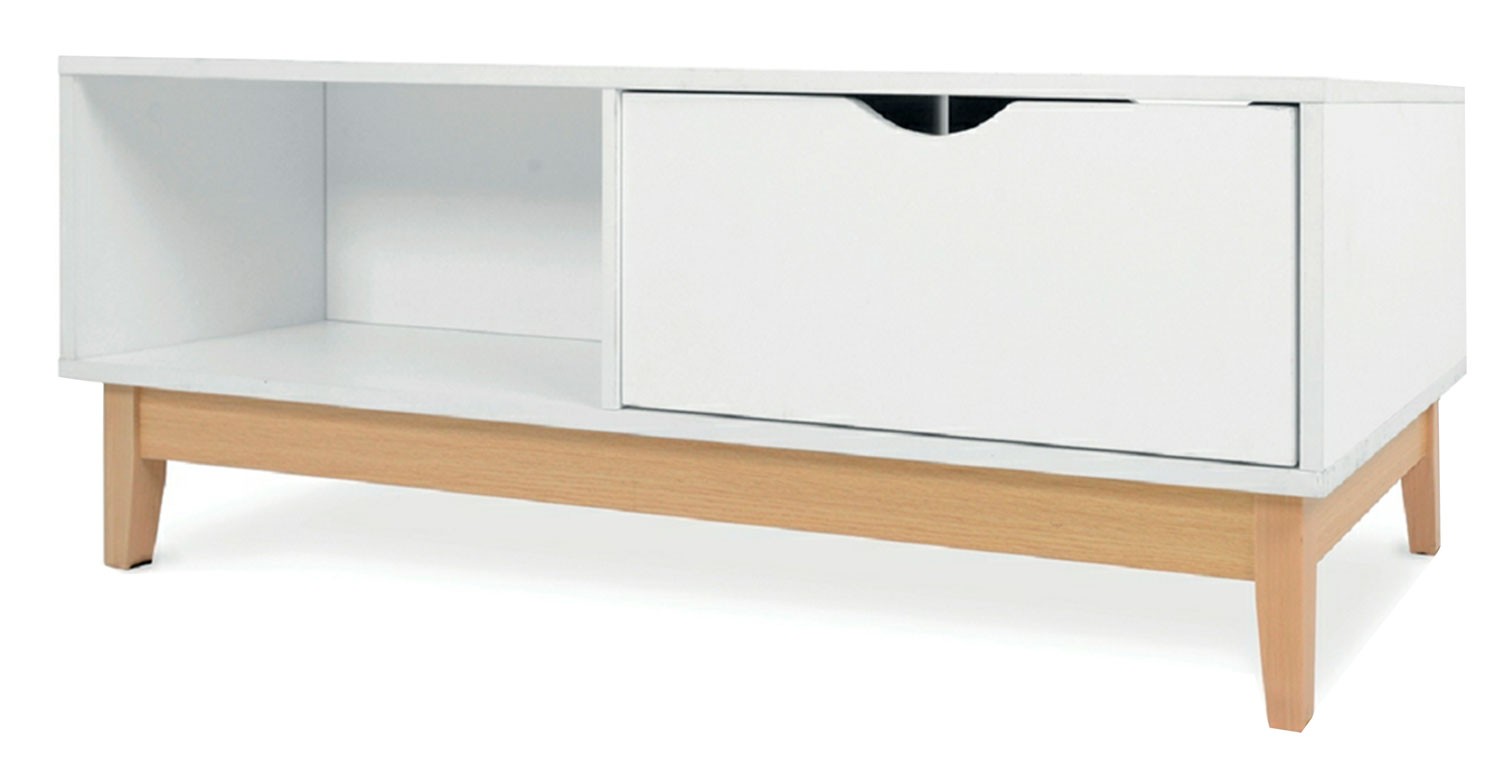 MESA CENTRO DE CAFÉ BLANCA CHIC 110X50X40CM