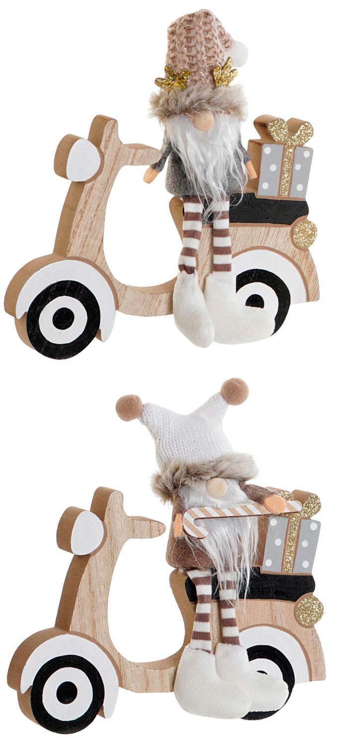 FIGURA NAVIDEÑA DECORATIVA NOEL MOTO MDF 18X2X19CM