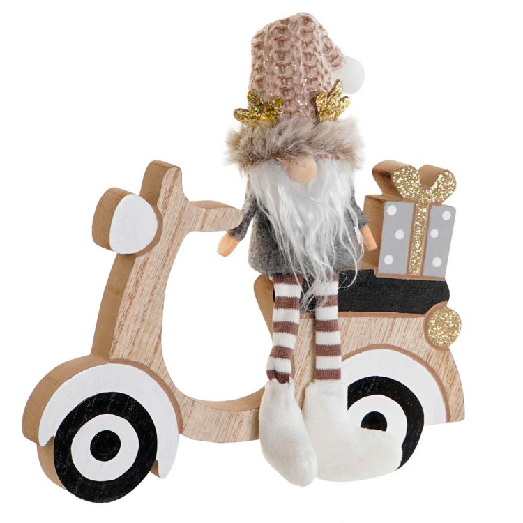 FIGURA NAVIDEÑA DECORATIVA NOEL MOTO MDF 18X2X19CM