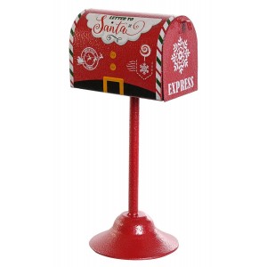 FIGURA NAVIDEÑA BUZÓN DECORATIVA SANTA ROJO 16X12,5X32CM
