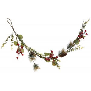 GUIRNALDA NAVIDAD VERDE CON BAYAS 130CM