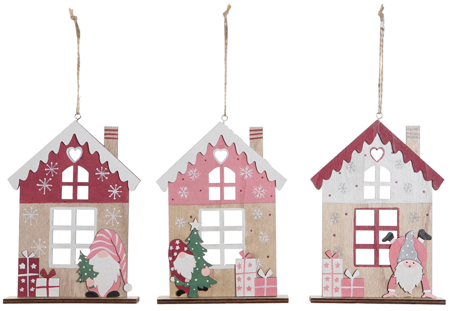 DECORACIÓN COLGANTE CASAS NAVIDAD MDF 12X3X16,5CM