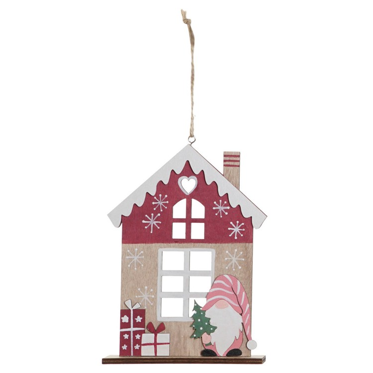 DECORACIÓN COLGANTE CASAS NAVIDAD MDF 12X3X16,5CM