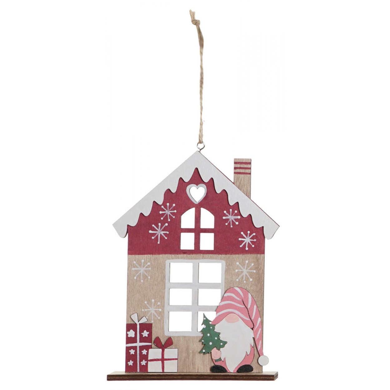DECORACIÓN COLGANTE CASAS NAVIDAD MDF 12X3X16,5CM