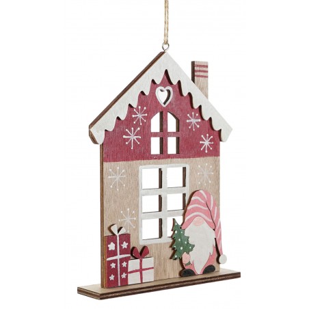 DECORACIÓN COLGANTE CASAS NAVIDAD MDF 12X3X16,5CM