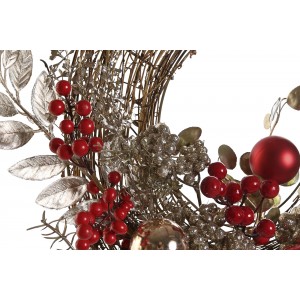 CORONA DE NAVIDAD DECORATIVA BAYAS ROJAS 50X10X50CM
