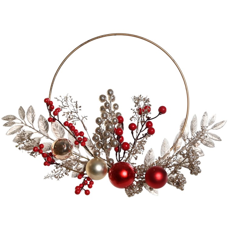 CORONA DE NAVIDAD DECORATIVA BAYAS ROJAS MODERNO 40X10X40CM