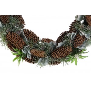 CORONA DE NAVIDAD DECORATIVA VERDE PIÑAS 46X10X46CM