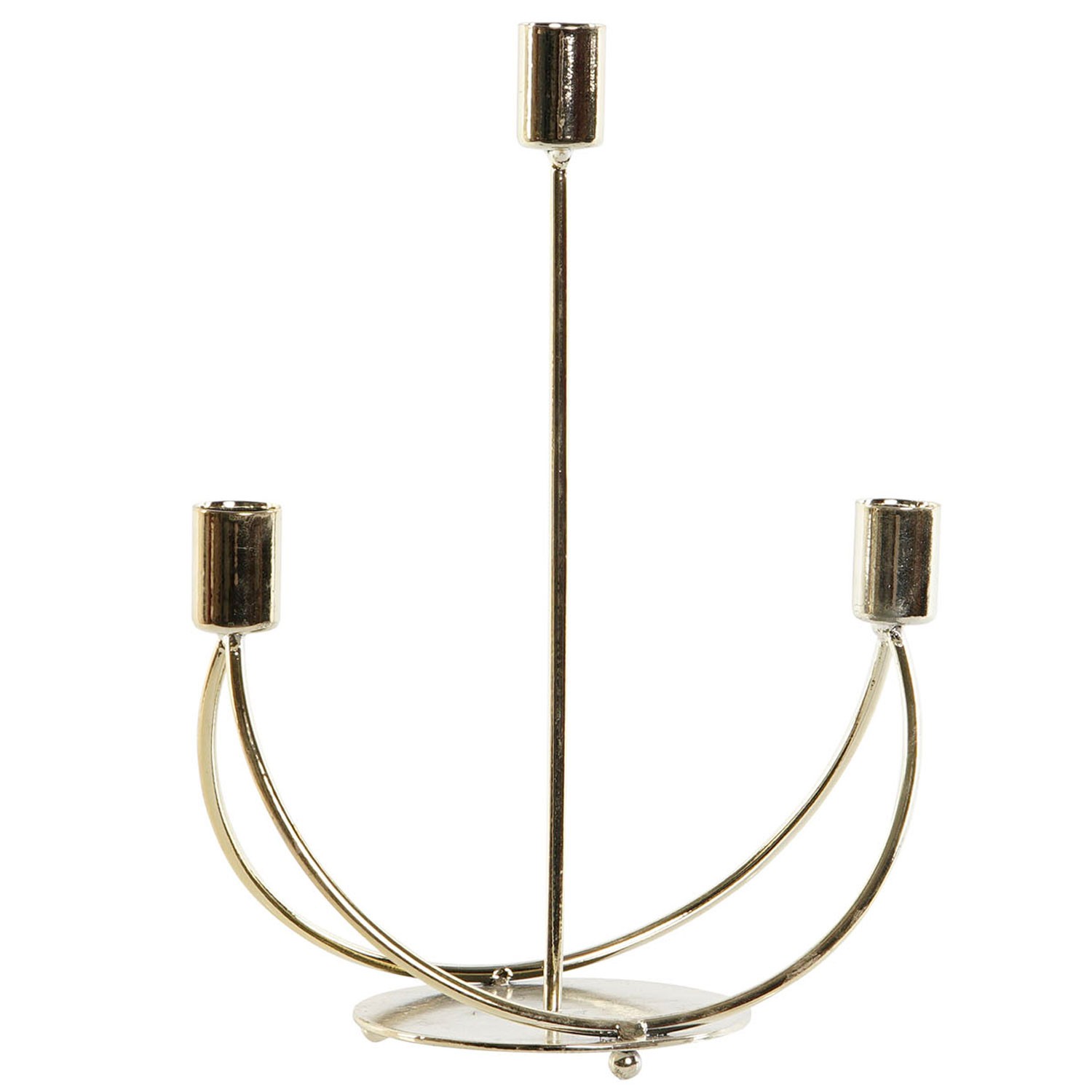 CANDELABRO PORTAVELAS METÁLICO DORADO 22,5X10,5X28,5CM