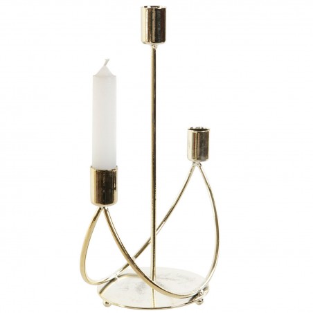 CANDELABRO PORTAVELAS METÁLICO DORADO 22,5X10,5X28,5CM