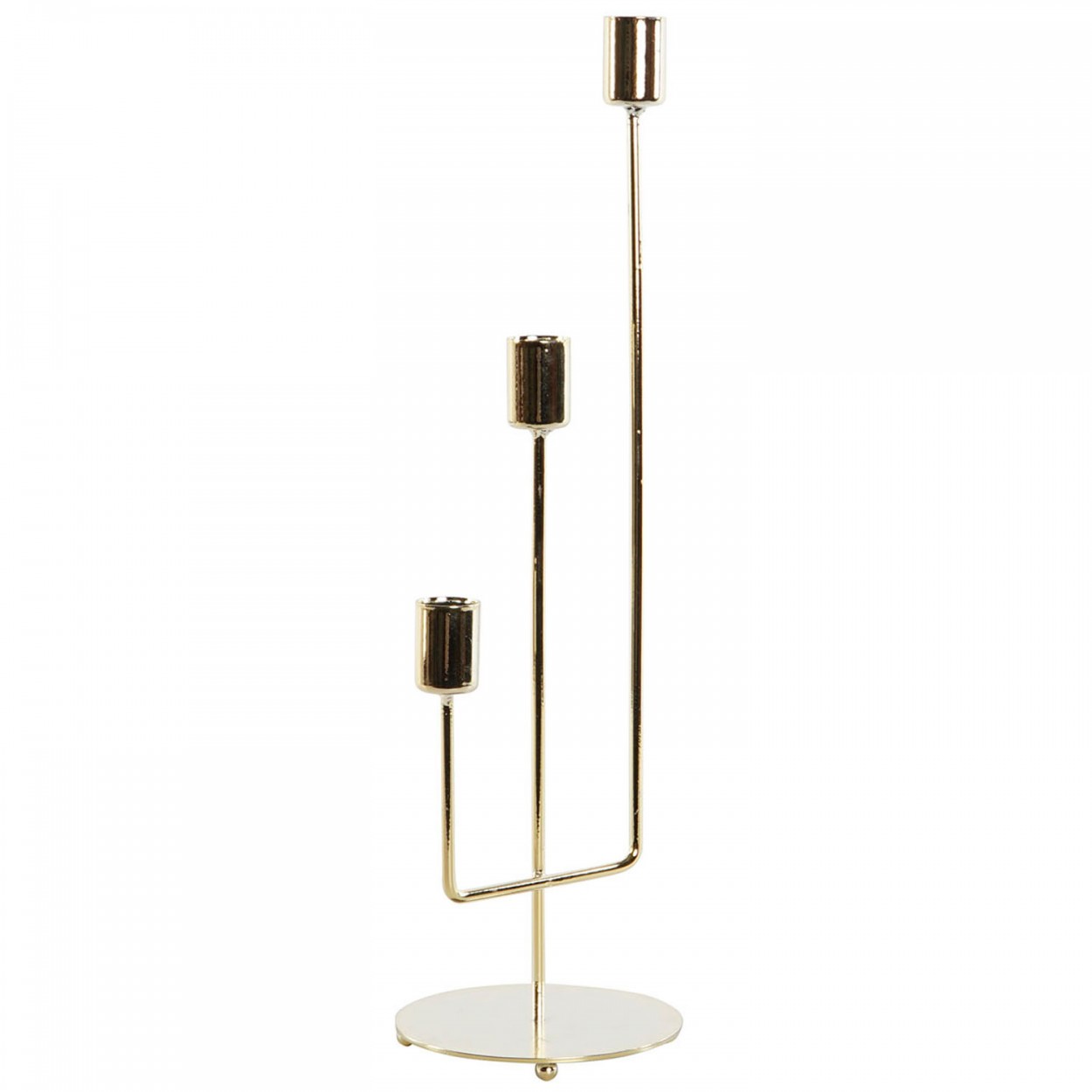 CANDELABRO PORTAVELAS METÁLICO DORADO TRIPLE 11X11X39,5CM
