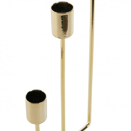 CANDELABRO PORTAVELAS METÁLICO DORADO TRIPLE 11X11X39,5CM