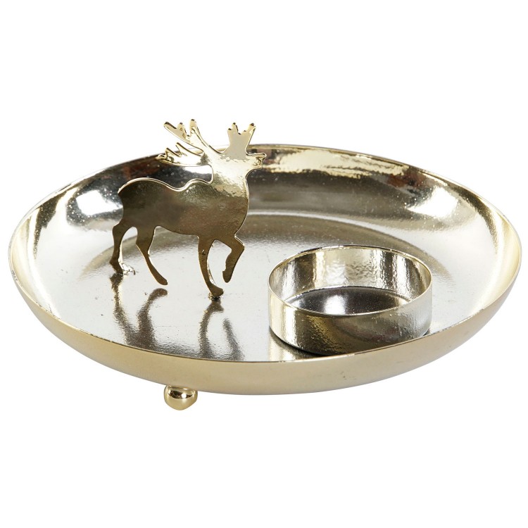 PORTAVELAS CENTRO MESA METÁLICO RENO DORADO 12,6X12,6X5,5CM