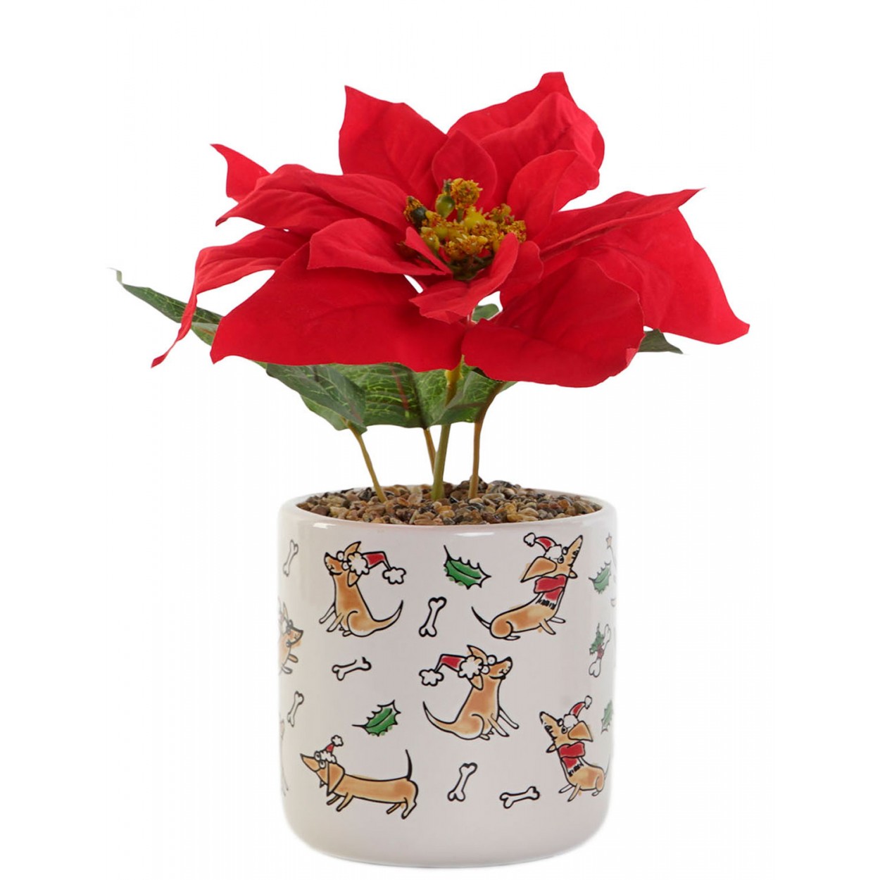 FLOR DE PASCUA ARTIFICIAL CON MACETA 10,5X10,5X20CM