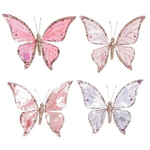 DECORACIÓN COLGANTE BRILLANTE MARIPOSA 16X3X20CM