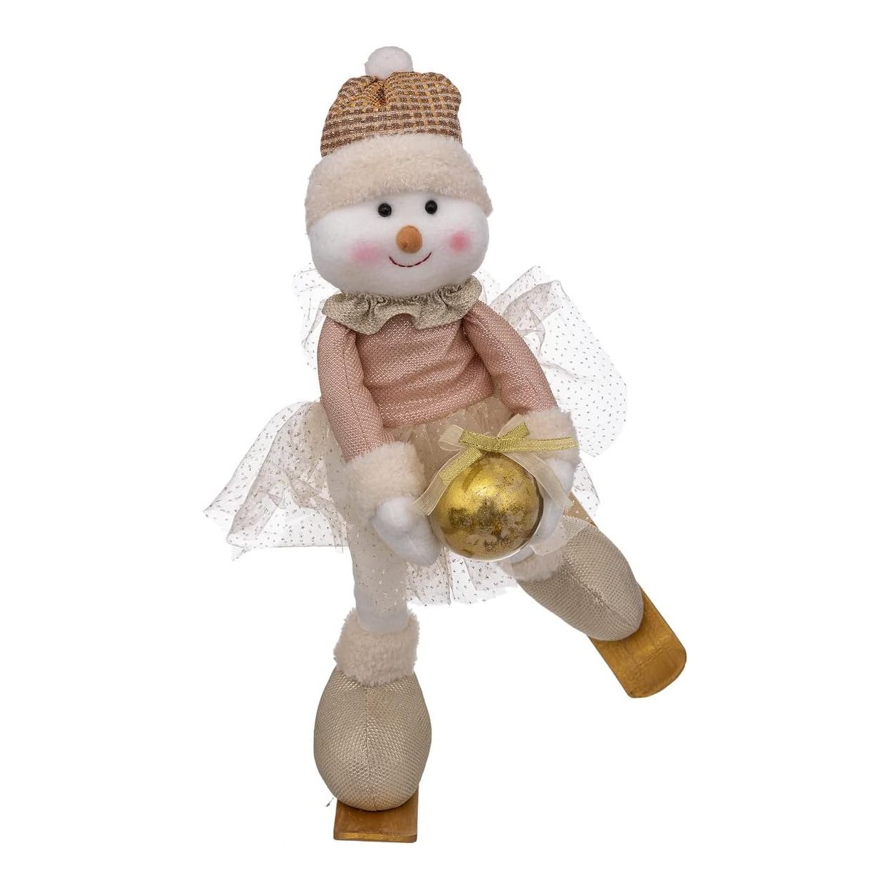 FIGURA NAVIDEÑA DECORATIVA MUÑECO NIEVE ESQUÍ 40CM
