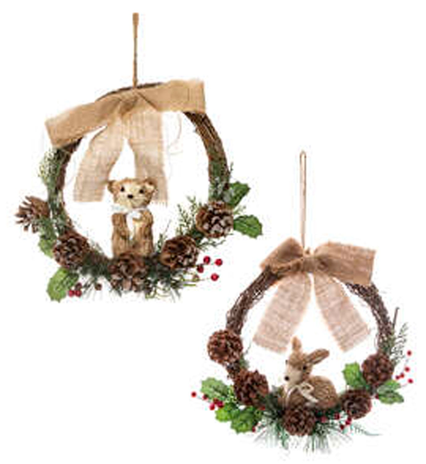 CORONA DE NAVIDAD DECORATIVA ANIMALES 30X10X32CM