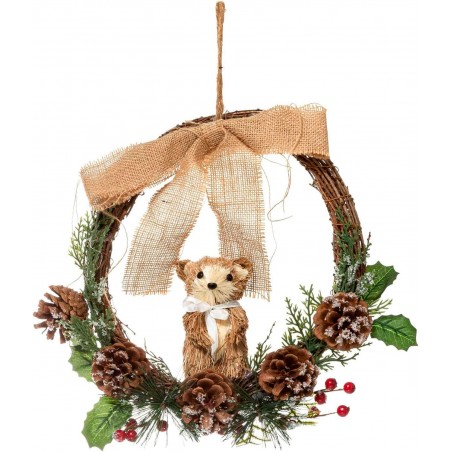 CORONA DE NAVIDAD DECORATIVA ANIMALES 30X10X32CM