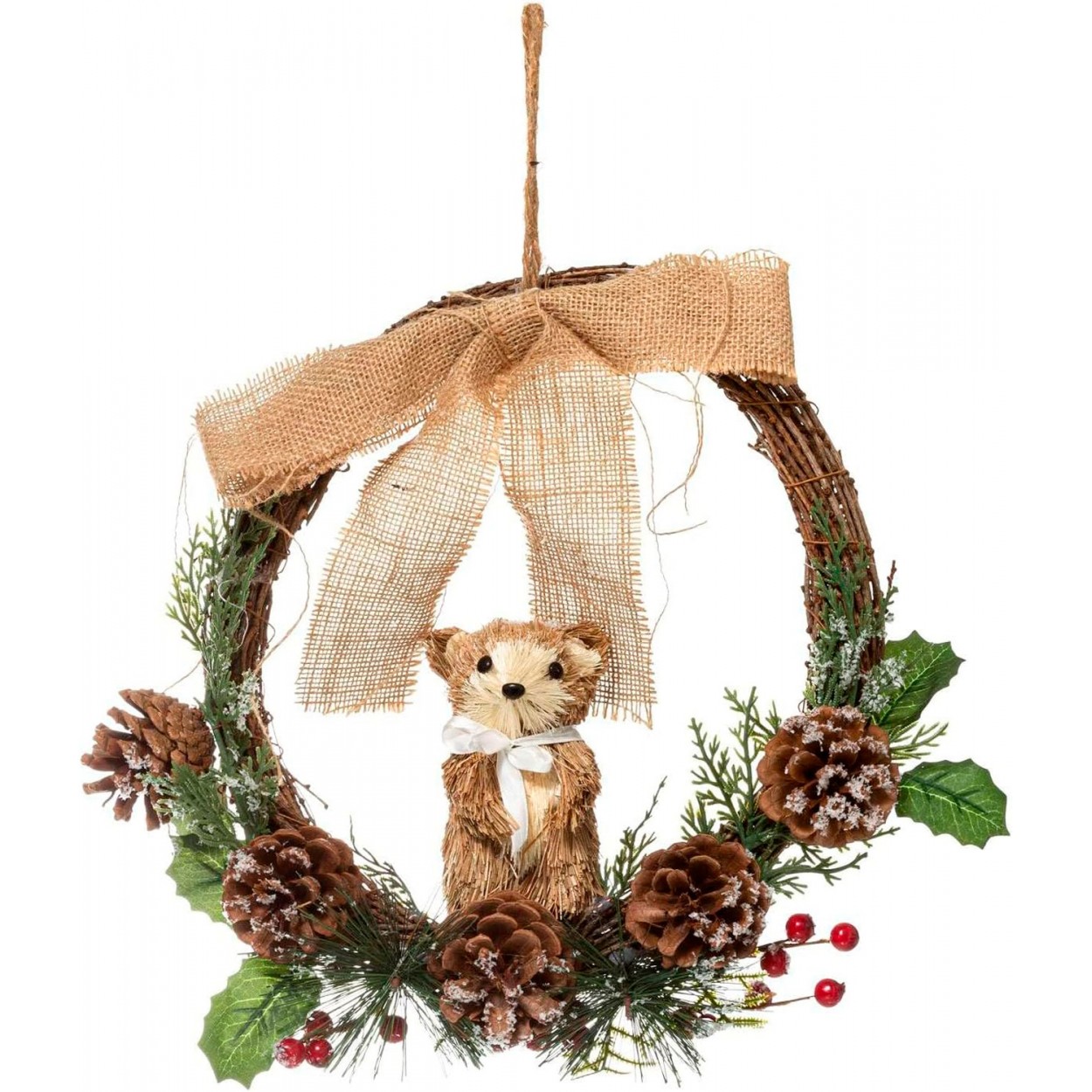 CORONA DE NAVIDAD DECORATIVA ANIMALES 30X10X32CM
