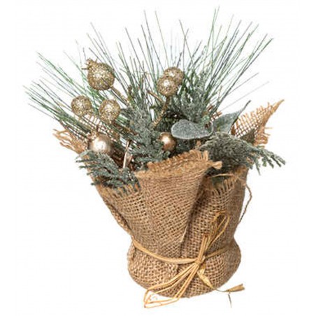 PLANTA ARTIFICIAL CON MACETA/SACO YUTE 6,5X6,5X16CM