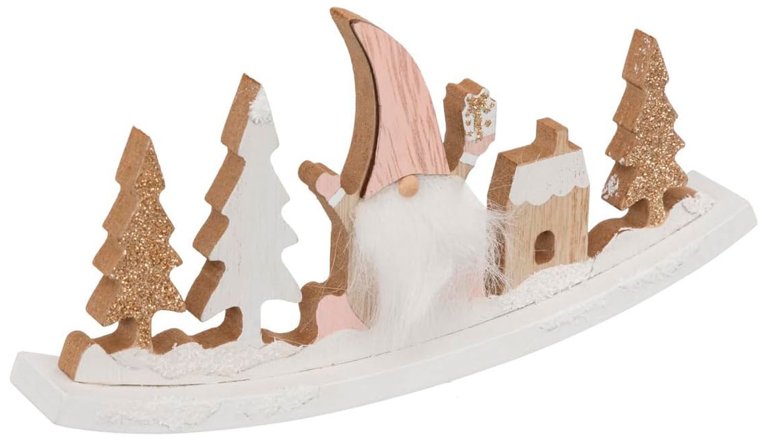 FIGURA NAVIDEÑA DECORATIVA BALANCÍN GNOMO 20,5X2,5X10CM