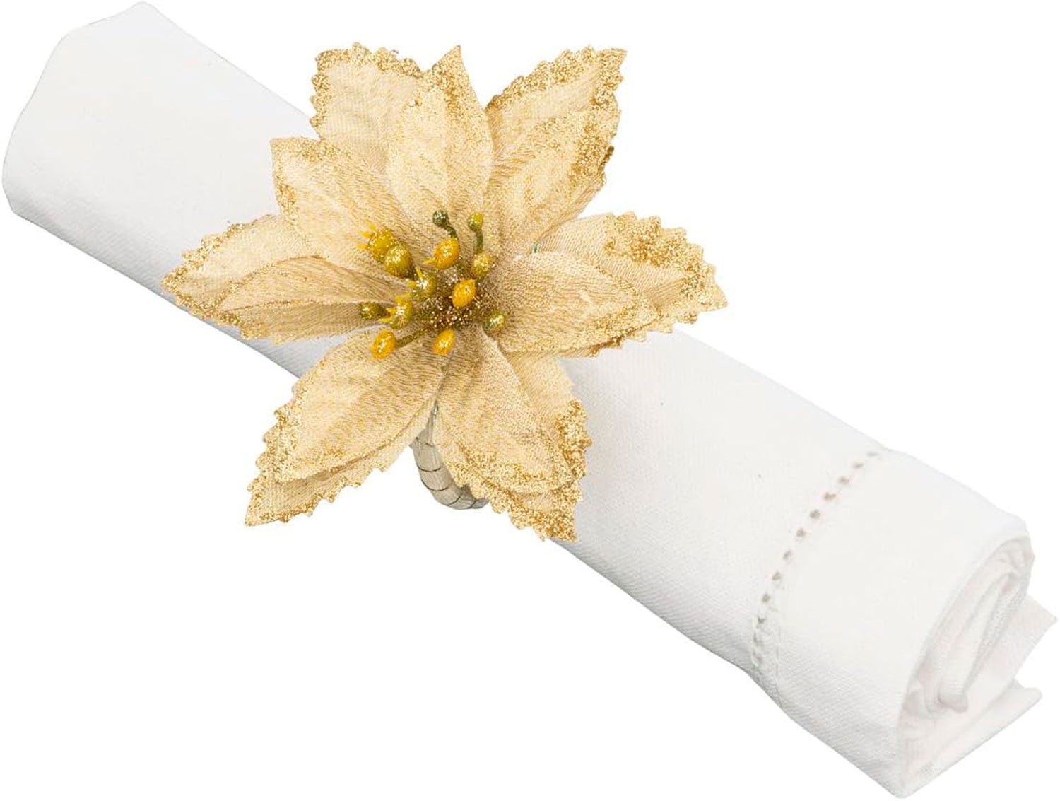 SERVILLETERO INDIVIDUAL JUEGO DE 2 FLOR DORADO 9X7CM