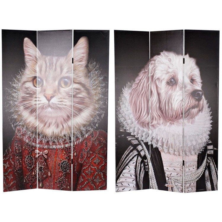 BIOMBO DE LIENZO FOTOIMPRESIÓN "GATO PERRO" 120X180