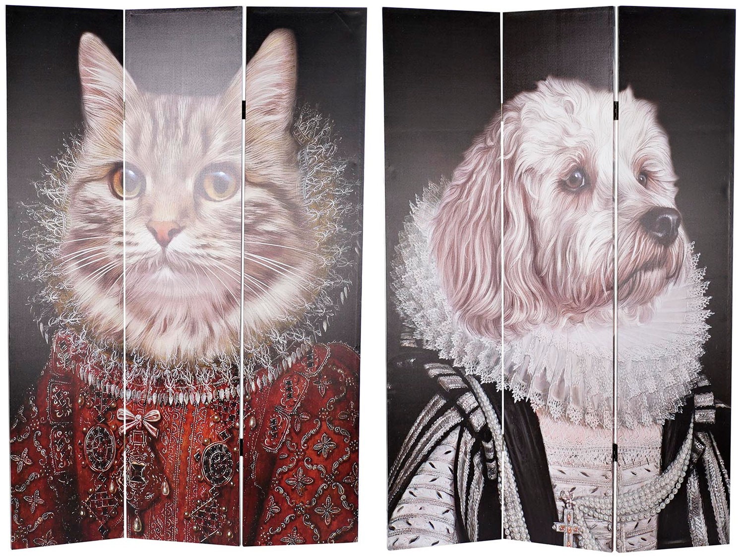 BIOMBO DE LIENZO FOTOIMPRESIÓN "GATO PERRO" 120X180