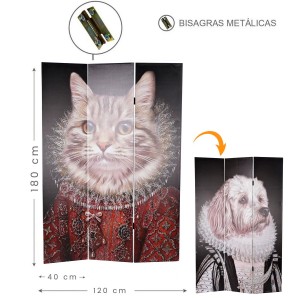 BIOMBO DE LIENZO FOTOIMPRESIÓN "GATO PERRO" 120X180
