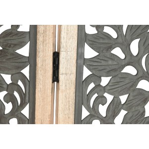 BIOMBO SEPARADOR DECORATIVO MADERA MANGO TALLADO DECAPE VERDE 150X3X180CM
