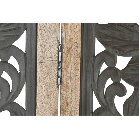 BIOMBO SEPARADOR DECORATIVO MADERA MANGO TALLADO DECAPE VERDE 150X3X180CM