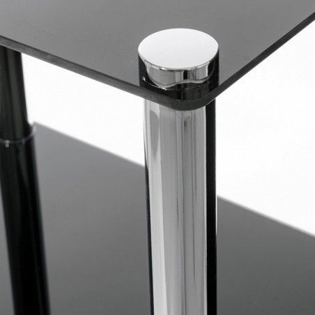 Étagère à quatre niveaux-noir et chrome (40x30x108 cm) en métal et verre