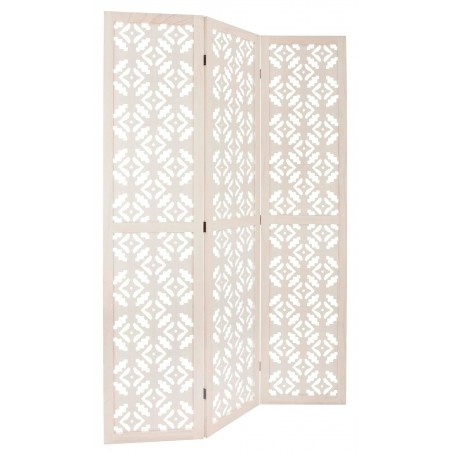 BIOMBO SEPARADOR DECORATIVO MADERA BLANCO 170X120CM