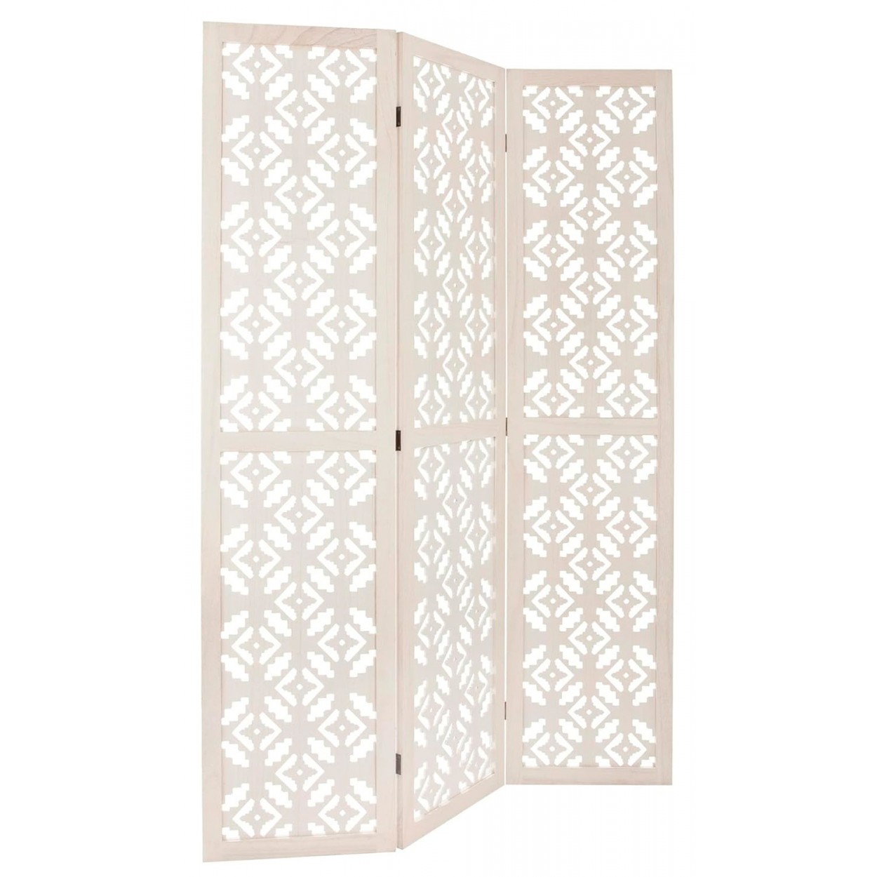 BIOMBO SEPARADOR DECORATIVO MADERA BLANCO 170X120CM