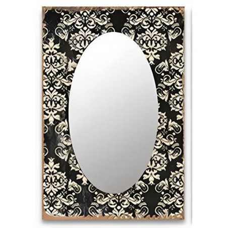 ESPEJO OVAL CENEFA BEIGE Y NEGRO 60X40CM