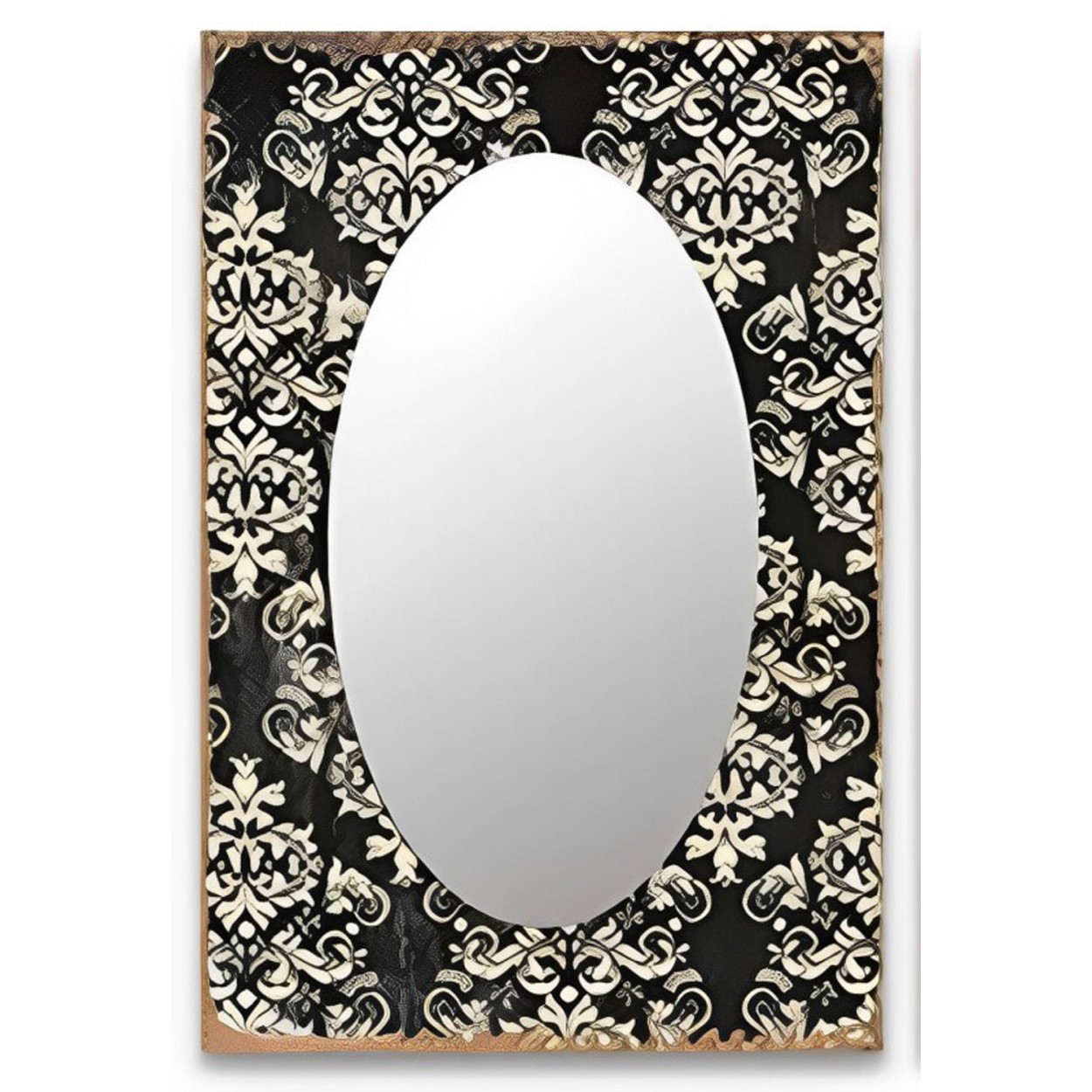 ESPEJO OVAL CENEFA BEIGE Y NEGRO 60X40CM