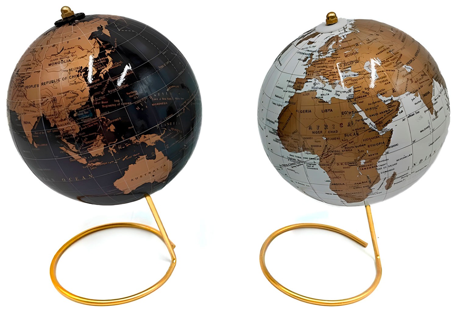 GLOBO TERRAQUEO MESA DORADO 14X14X22CM