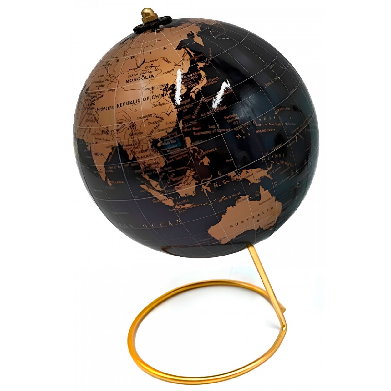 GLOBO TERRAQUEO MESA DORADO 14X14X22CM
