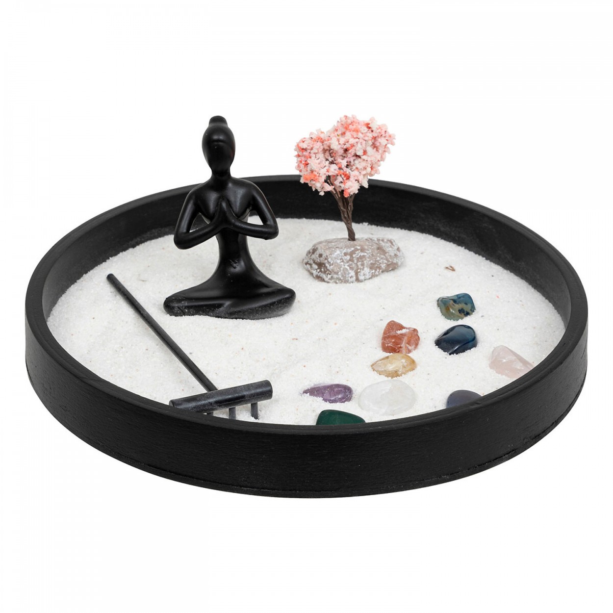 JARDÍN ZEN ARENA MODERNO NEGRO CIRCULAR ISANA 22X6CM
