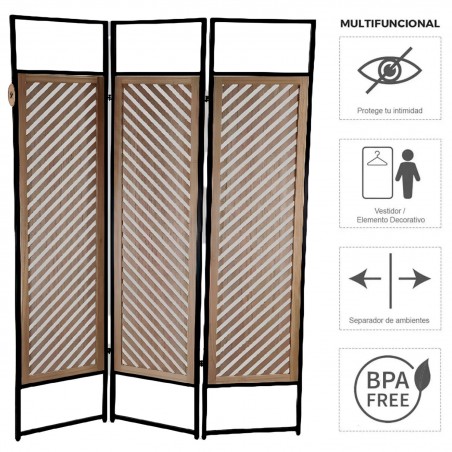 BIOMBO SEPARADOR DECORATIVO METÁLICO/MDF 170X112CM