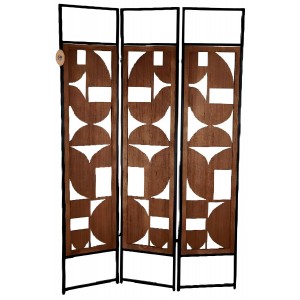 BIOMBO SEPARADOR DECORATIVO GEOMÉTRICO METÁLICO/MDF 170X112CM