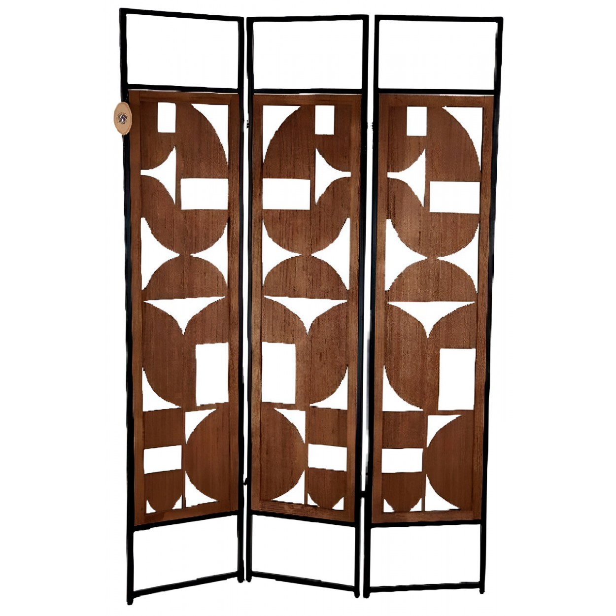BIOMBO SEPARADOR DECORATIVO GEOMÉTRICO METÁLICO/MDF 170X112CM
